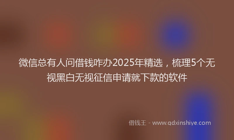 微信总有人问借钱咋办2025年精选，梳理5个无视黑白无视征信申请就下款的软件