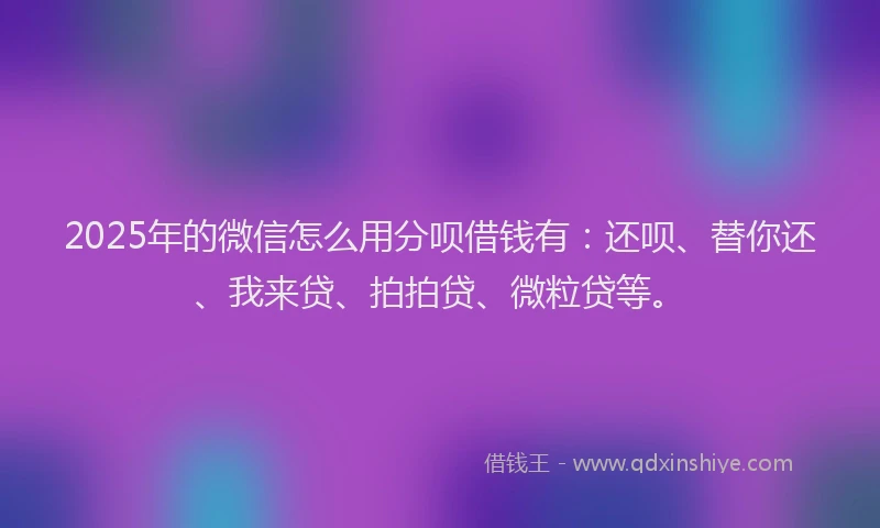 2025年的微信怎么用分呗借钱有：还呗、替你还、我来贷、拍拍贷、微粒贷等。