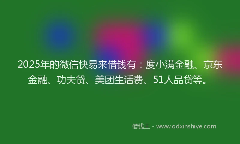 2025年的微信快易来借钱有：度小满金融、京东金融、功夫贷、美团生活费、51人品贷等。
