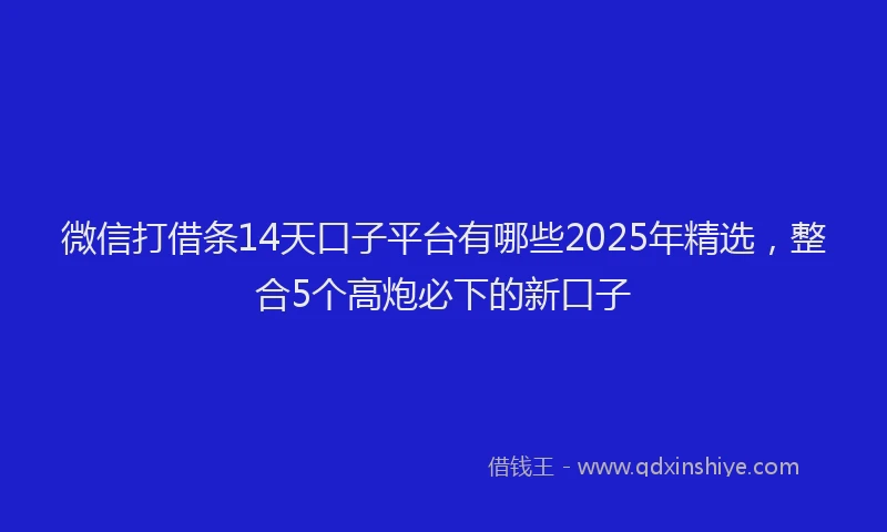微信打借条14天口子平台有哪些2025年精选，整合5个高炮必下的新口子