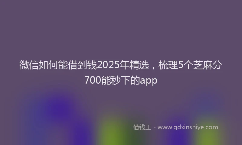 微信如何能借到钱2025年精选，梳理5个芝麻分700能秒下的app