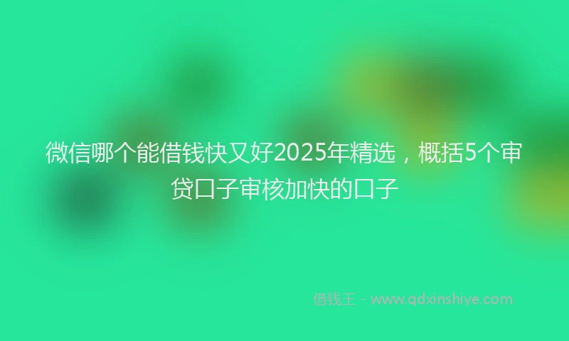 微信哪个能借钱快又好2025年精选，概括5个审贷口子审核加快的口子