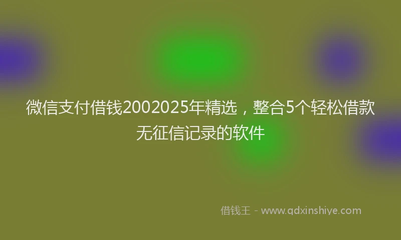 微信支付借钱2002025年精选，整合5个轻松借款无征信记录的软件