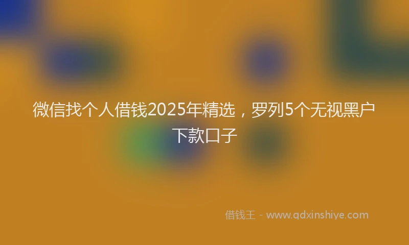 微信找个人借钱2025年精选，罗列5个无视黑户下款口子