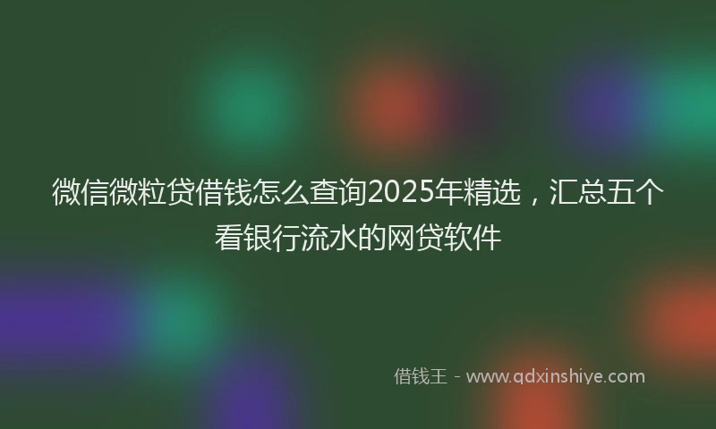 微信微粒贷借钱怎么查询2025年精选，汇总五个看银行流水的网贷软件