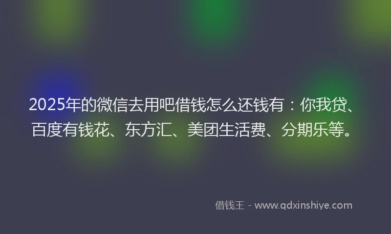2025年的微信去用吧借钱怎么还钱有：你我贷、百度有钱花、东方汇、美团生活费、分期乐等。