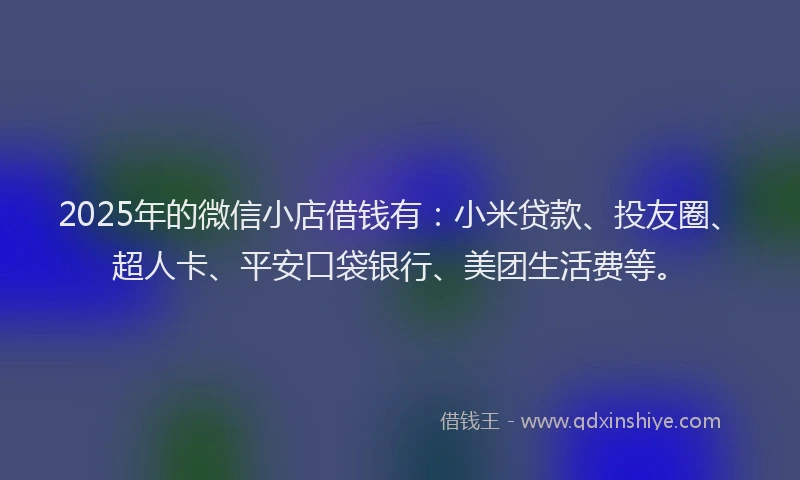 2025年的微信小店借钱有：小米贷款、投友圈、超人卡、平安口袋银行、美团生活费等。