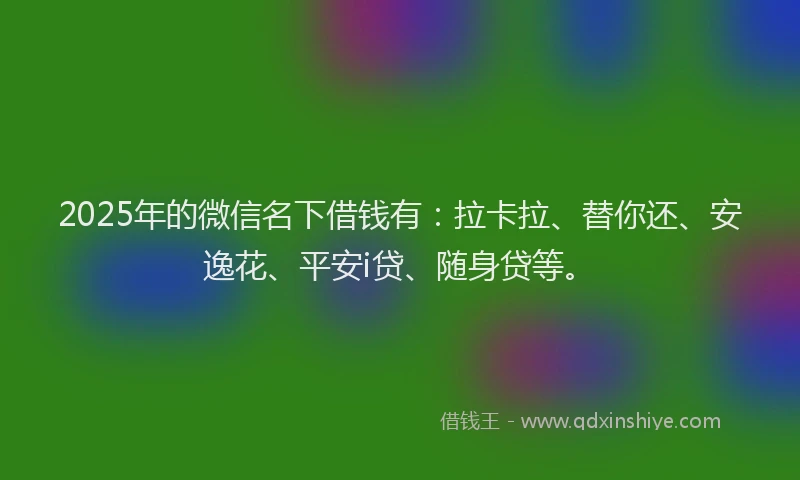 2025年的微信名下借钱有：拉卡拉、替你还、安逸花、平安i贷、随身贷等。