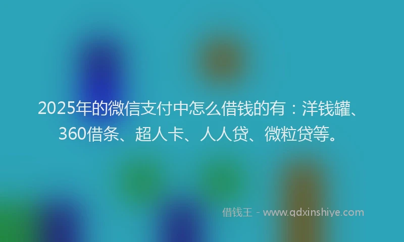 2025年的微信支付中怎么借钱的有：洋钱罐、360借条、超人卡、人人贷、微粒贷等。