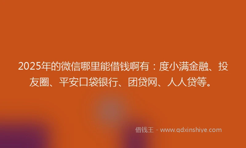 2025年的微信哪里能借钱啊有：度小满金融、投友圈、平安口袋银行、团贷网、人人贷等。