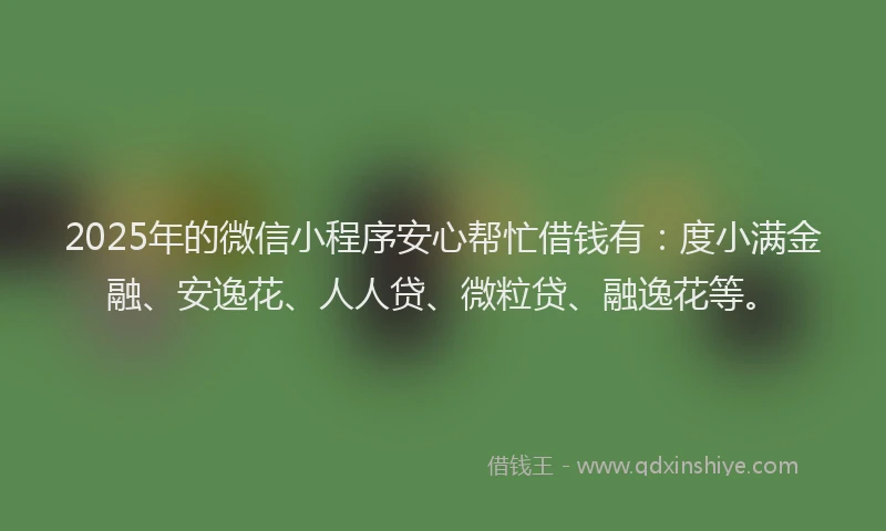 2025年的微信小程序安心帮忙借钱有：度小满金融、安逸花、人人贷、微粒贷、融逸花等。