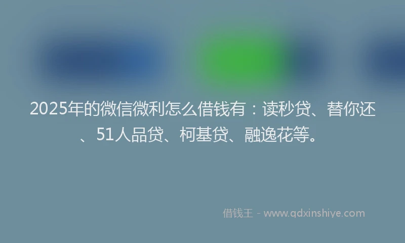 2025年的微信微利怎么借钱有：读秒贷、替你还、51人品贷、柯基贷、融逸花等。