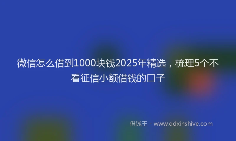 微信怎么借到1000块钱2025年精选，梳理5个不看征信小额借钱的口子