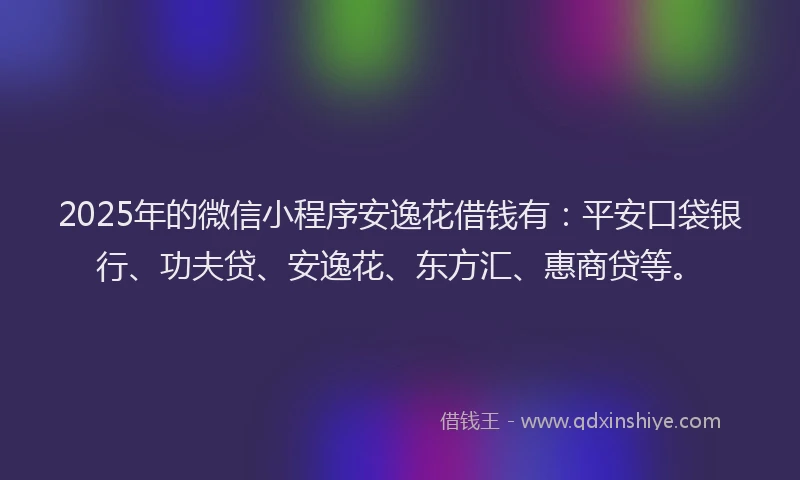 2025年的微信小程序安逸花借钱有：平安口袋银行、功夫贷、安逸花、东方汇、惠商贷等。