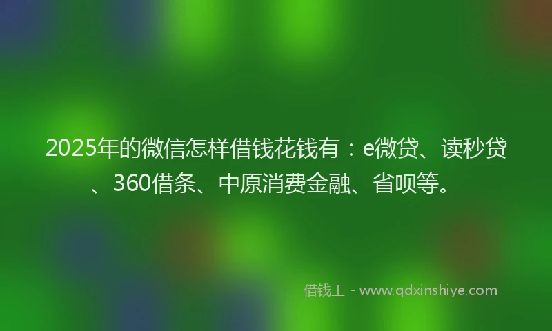 2025年的微信怎样借钱花钱有：e微贷、读秒贷、360借条、中原消费金融、省呗等。
