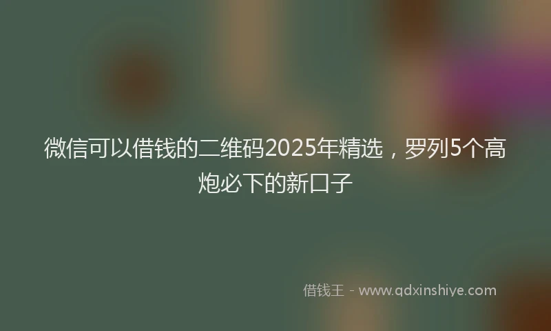 微信可以借钱的二维码2025年精选，罗列5个高炮必下的新口子