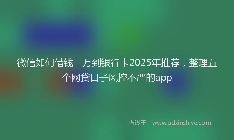 微信如何借钱一万到银行卡2025年推荐，整理五个网贷口子风控不严的app
