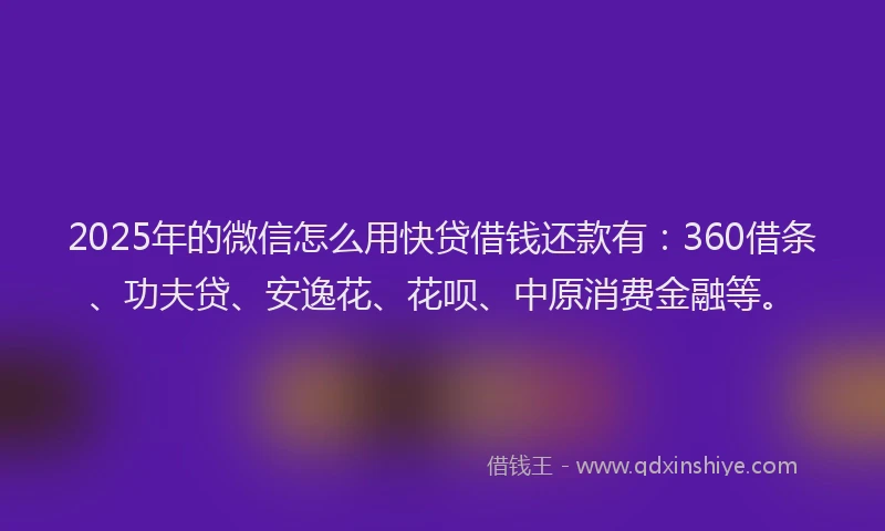 2025年的微信怎么用快贷借钱还款有：360借条、功夫贷、安逸花、花呗、中原消费金融等。