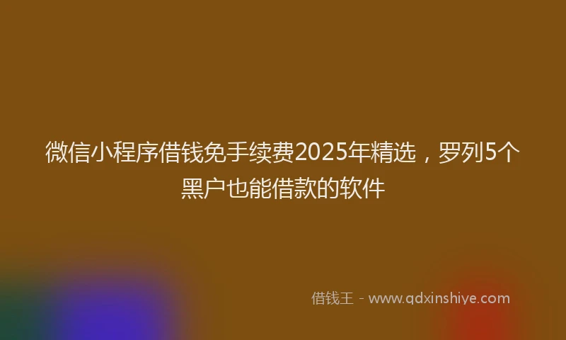 微信小程序借钱免手续费2025年精选，罗列5个黑户也能借款的软件