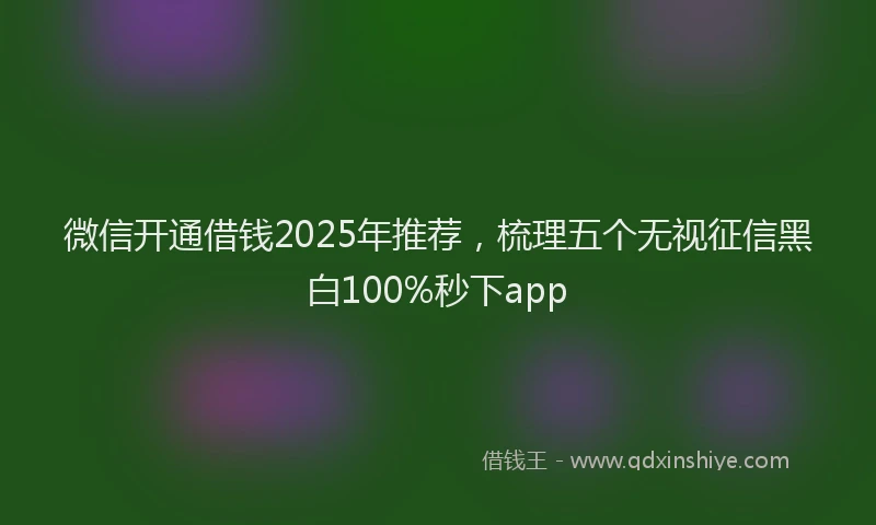 微信开通借钱2025年推荐，梳理五个无视征信黑白100%秒下app