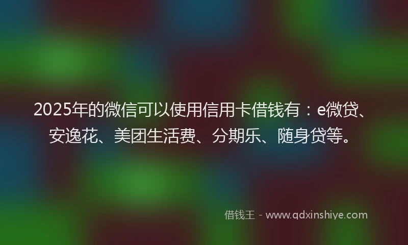 2025年的微信可以使用信用卡借钱有：e微贷、安逸花、美团生活费、分期乐、随身贷等。