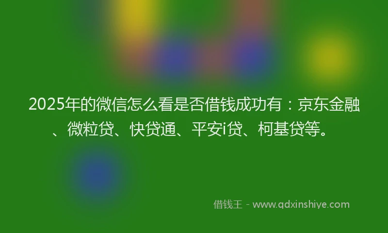 2025年的微信怎么看是否借钱成功有：京东金融、微粒贷、快贷通、平安i贷、柯基贷等。