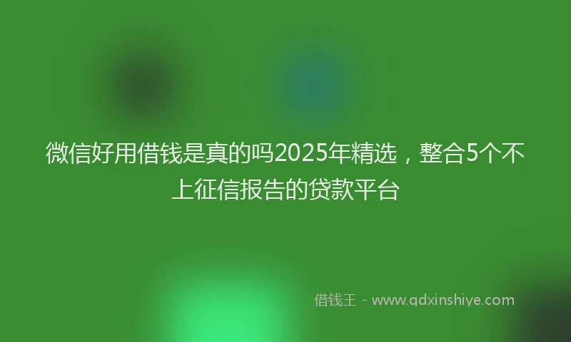 微信好用借钱是真的吗2025年精选，整合5个不上征信报告的贷款平台