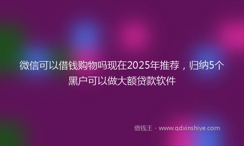 微信可以借钱购物吗现在2025年推荐，归纳5个黑户可以做大额贷款软件