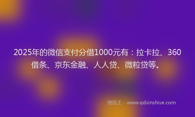 2025年的微信支付分借1000元有：拉卡拉、360借条、京东金融、人人贷、微粒贷等。