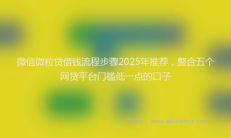 微信微粒贷借钱流程步骤2025年推荐，整合五个网贷平台门槛低一点的口子
