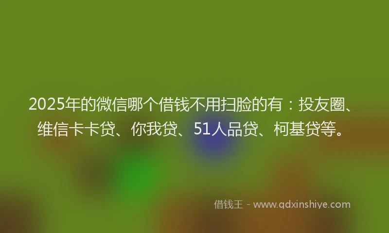 2025年的微信哪个借钱不用扫脸的有:投友圈、维信卡卡贷、你我贷、51人品贷、柯基贷等。