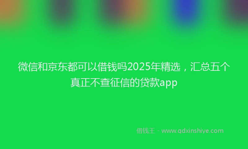 微信和京东都可以借钱吗2025年精选，汇总五个真正不查征信的贷款app