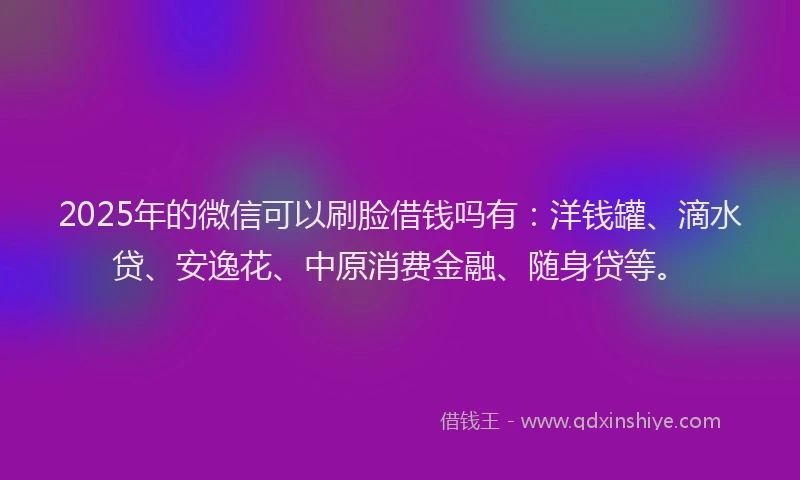 2025年的微信可以刷脸借钱吗有：洋钱罐、滴水贷、安逸花、中原消费金融、随身贷等。