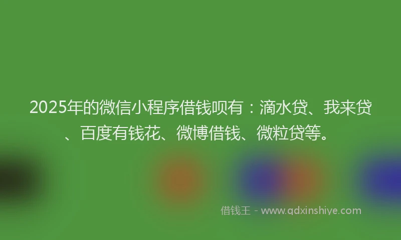 2025年的微信小程序借钱呗有：滴水贷、我来贷、百度有钱花、微博借钱、微粒贷等。