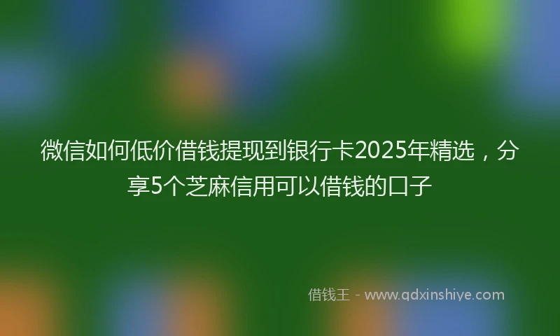 微信如何低价借钱提现到银行卡2025年精选，分享5个芝麻信用可以借钱的口子