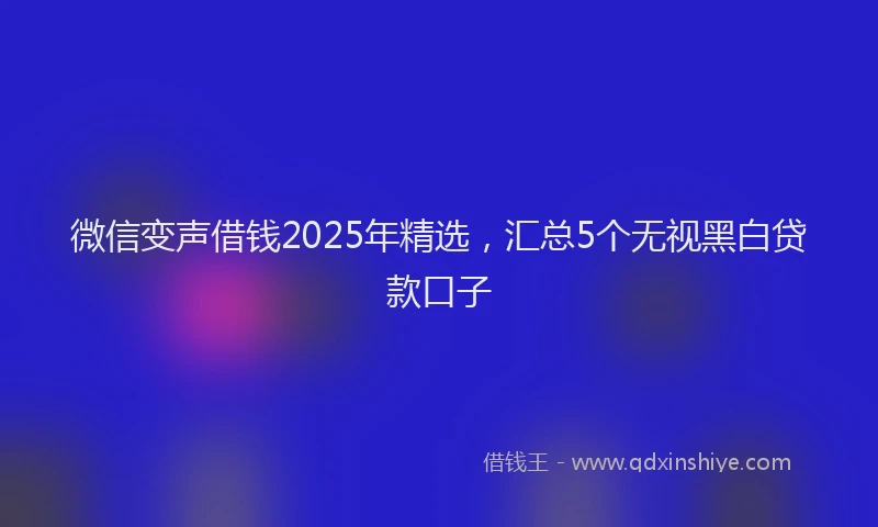 微信变声借钱2025年精选，汇总5个无视黑白贷款口子
