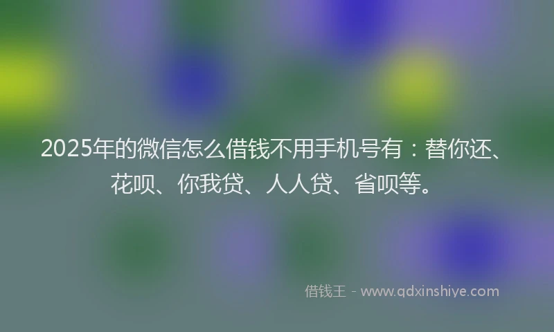 2025年的微信怎么借钱不用手机号有：替你还、花呗、你我贷、人人贷、省呗等。