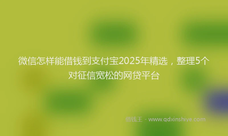 微信怎样能借钱到支付宝2025年精选，整理5个对征信宽松的网贷平台