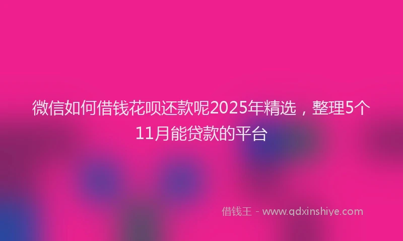 微信如何借钱花呗还款呢2025年精选，整理5个11月能贷款的平台