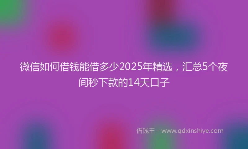微信如何借钱能借多少2025年精选，汇总5个夜间秒下款的14天口子