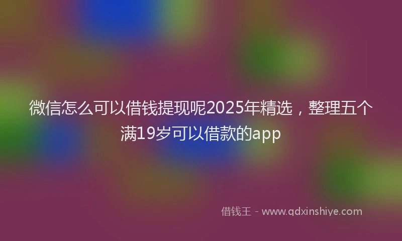 微信怎么可以借钱提现呢2025年精选，整理五个满19岁可以借款的app