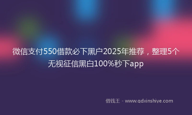 微信支付550借款必下黑户2025年推荐，整理5个无视征信黑白100%秒下app