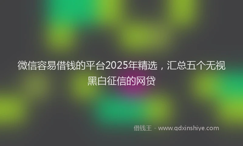 微信容易借钱的平台2025年精选，汇总五个无视黑白征信的网贷