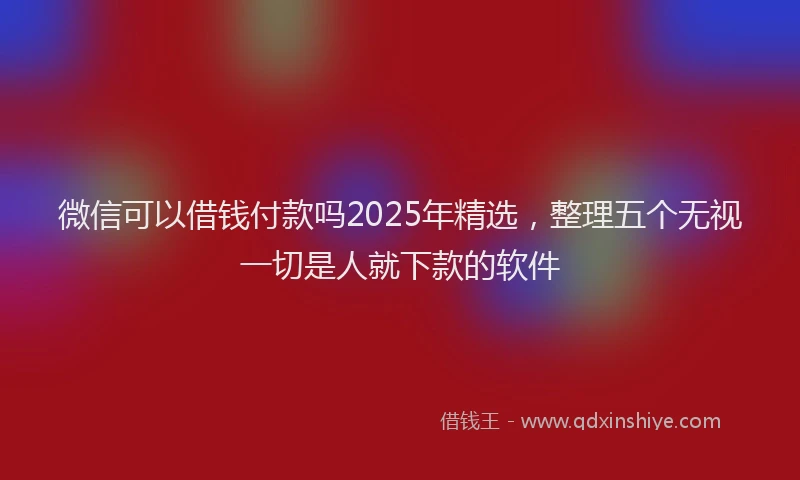 微信可以借钱付款吗2025年精选，整理五个无视一切是人就下款的软件