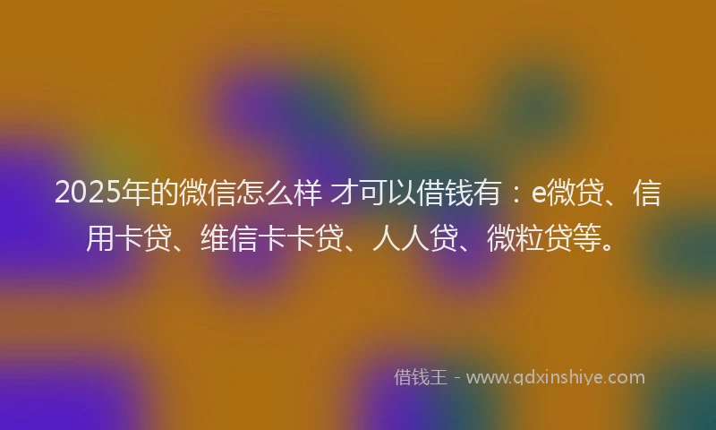 2025年的微信怎么样 才可以借钱有：e微贷、信用卡贷、维信卡卡贷、人人贷、微粒贷等。