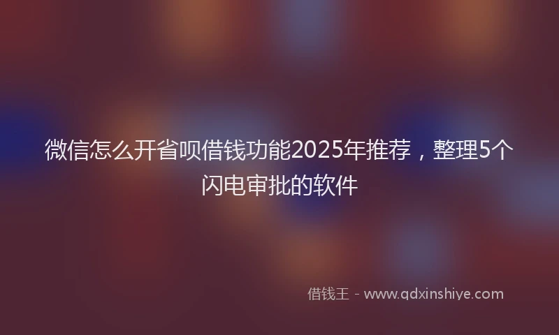 微信怎么开省呗借钱功能2025年推荐，整理5个闪电审批的软件