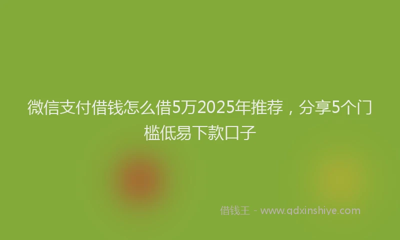 微信支付借钱怎么借5万2025年推荐，分享5个门槛低易下款口子