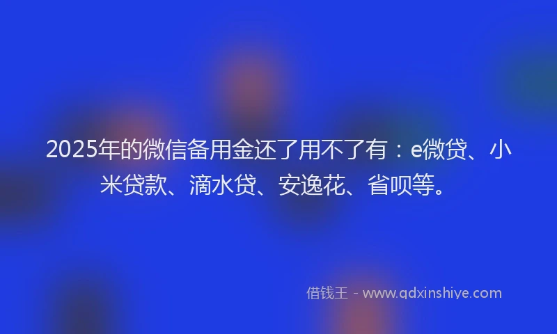 2025年的微信备用金还了用不了有：e微贷、小米贷款、滴水贷、安逸花、省呗等。