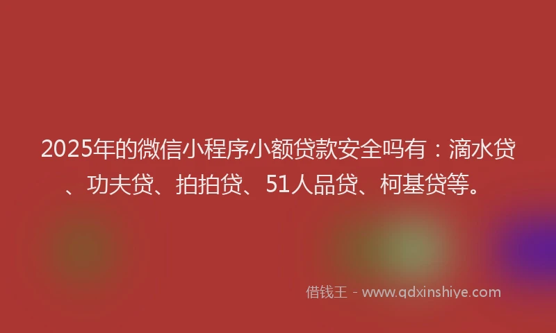 2025年的微信小程序小额贷款安全吗有：滴水贷、功夫贷、拍拍贷、51人品贷、柯基贷等。