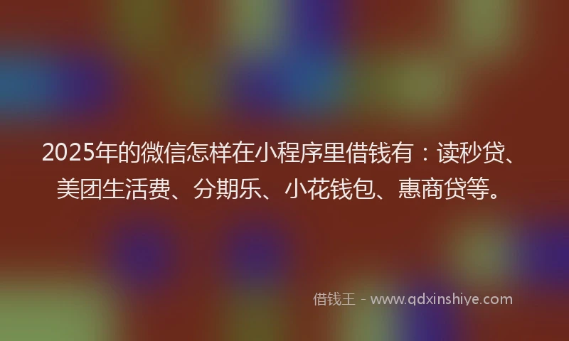 2025年的微信怎样在小程序里借钱有：读秒贷、美团生活费、分期乐、小花钱包、惠商贷等。